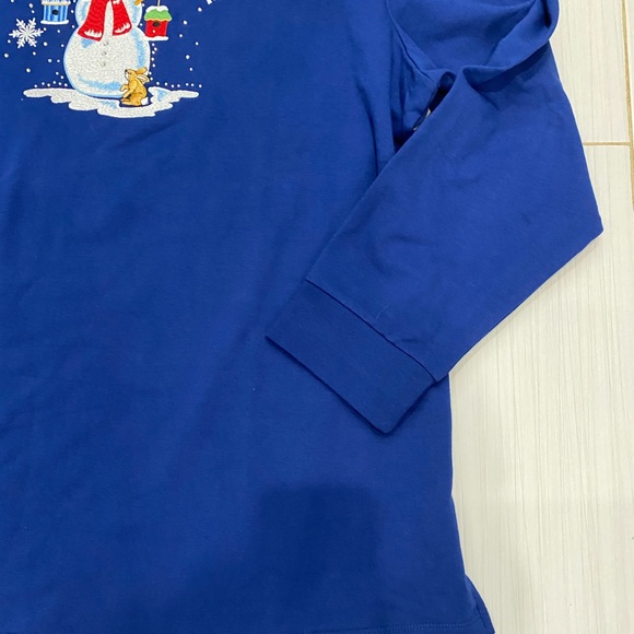 NWT Vintage Quacker Factory Blue Snowman Turtleneck Longsleeve Shirt Size XL - Picture 4 of 6